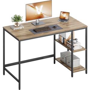 VASAGLE Scrivania per Computer, Scrittoio, 120 x 60 x 76 cm, Moderno, Tavolo da Lavoro, per Ufficio Camera da Letto Soggiorno, Marrone Cammello e Nero Inchiostro LWD047K01