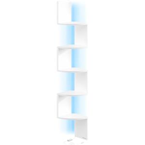 VASAGLE CUSTOS Collezione - Mensola Angolare da Parete con Luci LED RGB, Libreria a 5 Ripiani, per Piante, Camera da Letto, Soggiorno, Bagno, Ufficio, Pulsante e Telecomando, Bianco Nuvola LBC630W01