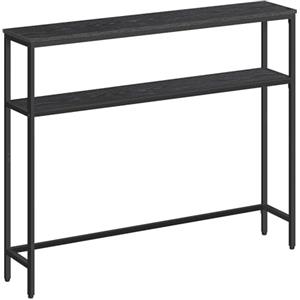 VASAGLE Tavolo Consolle, Tavolo Stretto a 2 Ripiani Portaoggetti, 20 x 100 x 80 cm, per Soggiorno, Corridoio, Ingresso, Grigio Antracite e Nero Inchiostro LNT131B22