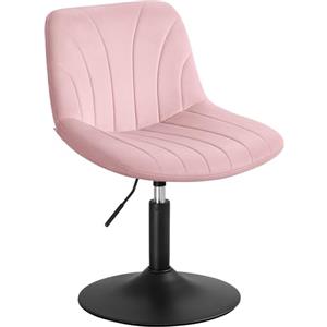 VASAGLE Sgabello da Trucco, Schienale, Sedia da Toeletta Regolabile in Altezza, Girevole a 360°, Camera da Letto Sala da Pranzo Postazione Trucco, Velluto, Rosa Pastello LJB160SA01