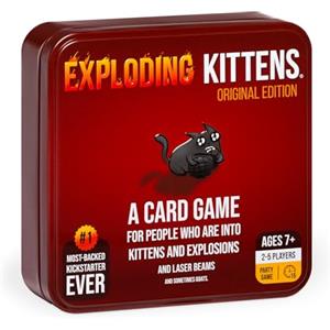 Exploding Kittens Original Edition in a Collectible TIN - Hilarious Card Game for Family - Party Game for Ages 7 and Up - 56 Cards - 2-5 Players - 15 Minutes of Play