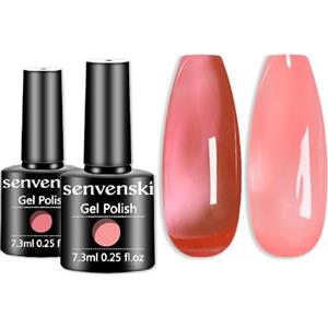 Senvenski Rosa Gelatina Smalto Semipermanente Kit, Cristallo Nudo Puro Rosa Semipermanente Unghie Trasparente Gift Set UV LED Art Varnish Kit (CS2-014)