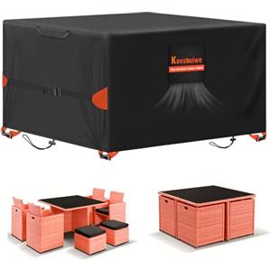 Kovshuiwe 150x90x75cm Copertura per mobili da giardino, impermeabile, copertura per tavolo da patio in tessuto Oxford 420D, copertura per mobili in rattan, antivento, anti-UV, per patio, esterni
