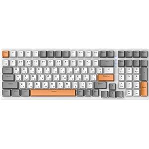 NonMiFyR Tastiera Meccanica Russa Tastiera Gaming 100 Tasti Ergonomica con Retroilluminazione RGB Materiale PP Resistente Adatta per Ufficio Giochi, Stile e