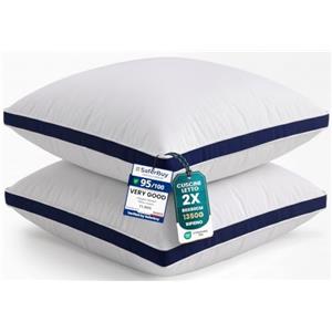 Utopia Bedding Cuscini Letto, Guanciali Letto Coppia, Esterno in Misto Cotone con Fibra di Poliestere 3D, Morbida e Traspirante Cuscini (2, Blu Marino, 80x80 cm)