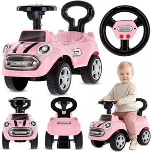 sun baby Macchinina Cavalcabile per Bambini Go Go Fassion, Macchina a spinta da 12 mesi, effetti sonori, sedile e ruote in plastica, protezione antiribaltamento (Rosa)