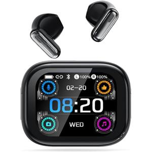 Relxhome Auricolari Traduttore AI con Display LCD Touch, Cuffie 4 in 1 con Traduzione Vocale Simultanea in Tempo Reale, 165 Lingue e 9 Modalità, Assistente AI, Bluetooth 6.0, per Viaggi, Lavoro e Studio