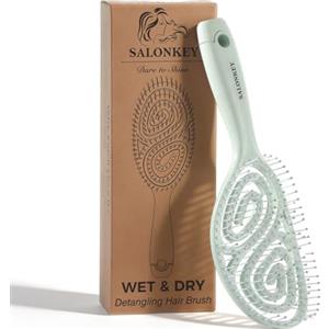 SALONKEY Spazzola Capelli Districante, Spazzola per Capelli Bagnati e Asciutti, Spazzola Districante per Capelli con Ventilazione a Velocità, Capelli Lisci per Donne, Uomini e Bambini (Verde)