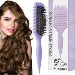 SALONKEY Spazzola per ricci definiti, spazzola per acconciature antistatica con design di ventilazione per capelli bagnati e asciutti, ideale per capelli ricci e per la cura del volume (viola)