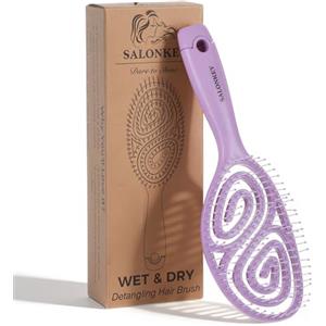 SALONKEY Spazzola Capelli Districante, Spazzola per Capelli Bagnati e Asciutti, Spazzola Districante per Capelli con Ventilazione a Velocità, Capelli Lisci per Donne, Uomini e Bambini (Viola)