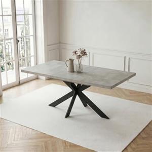 JIEXI Tavolo da pranzo moderno allungabile, 130-170 cm, rettangolare, con gambe in metallo a croce, tavolo da pranzo in MDF grigio, carico 150 kg, per soggiorno, ufficio