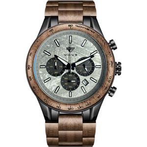 VICVS orologio da uomo in legno e acciaio inossidabile, cronografo 3 quadranti cronografo al quarzo per il tempo libero orologio da uomo multifunzione in legno, fatto a mano (walnut Calina)