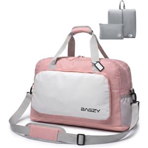 BAGZY Bagaglio a Mano 55x40x23cm Lufthansa Eurowings Cabin Bag 50L Grande Borsa Sportiva Impermeabile Borsone Maternità Valigia per Viaggio, Weekend, Aereo Uomo Donna con Borsa da Toilette Rosa