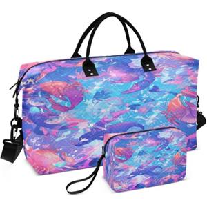 DDDIYEU Mare Luminoso Sognante Oceano Vibrante Borsa da Palestra Sportiva da Nuoto con Trucco Sacchetto Borsone Tracolla per Donna Viaggio