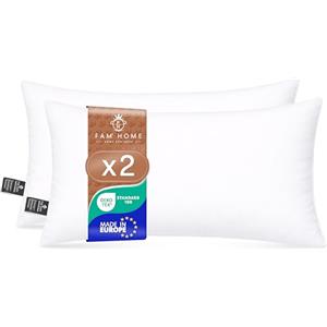 FH FAM' HOME HOME COSINESS FAM HOME Cuscino da Letto Coppia 40x80 cm I Cuscini Letto Morbido In Microfibra Anallergico Lavabile I Adatto Per Dormire In Tutte Le Posizioni I 2 Pezzi
