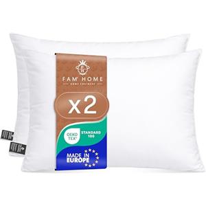 FH FAM' HOME HOME COSINESS FAM HOME Cuscino da Letto Coppia 50x60 cm I Cuscini Letto Morbido In Microfibra Anallergico Lavabile I Adatto Per Dormire In Tutte Le Posizioni I 2 Pezzi