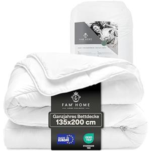FH FAM' HOME HOME COSINESS FAM Home Piumino 135x200 cm Microfibra Letto 80/90 Ipoallergenico Lavabile Bianco Fabbricato in Europa