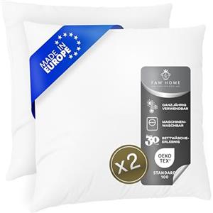 FH FAM' HOME HOME COSINESS FAM Home Cuscino da Letto Coppia 80x80 cm I Cuscini Letto Morbido in Microfibra Anallergico Lavabile I Adatto per Dormire in Tutte Le Posizioni I 2 Pezzi