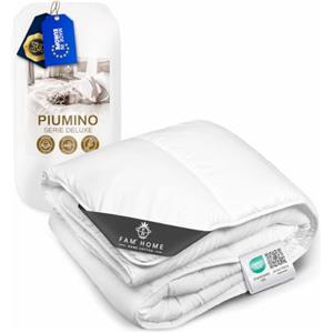 FH FAM' HOME HOME COSINESS FAM HOME Piumino 200x200 cm Microfibra Letto 120 Ipoallergenico Lavabile Bianco Fabbricato In Europa