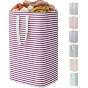 Lifewit Cesto Portabiancheria, Cesta Portabiancheria Pieghevole, Portabiancheria Sporca con Manici Allungati, Laundry Basket per Camera da Letto, Bagno e Lavanderia, 80L, Viola