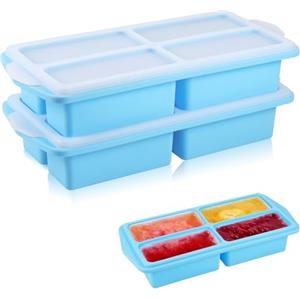 Huiguli 2 Pezzi Vassoio in Silicone Extra Large, Contenitori per Zuppe da Conservare in Freezer, Salse e Preparazioni Alimentari, 1 Tazza/250 ml, Azzurro Cielo (2, Quadrato)