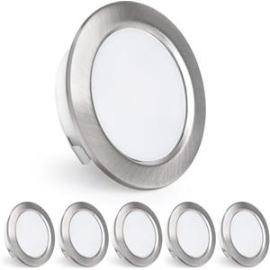 KYOTECH Faretti da Incasso a LED 230V, 4W 440LM Faretti LED da Soffitto Ultrapiatti 16mm 4000K Bianco Neutro Foro 55-60mm per Cucina, Soggiorno, Camera da Letto, Nichel Spazzolato, Set da 6