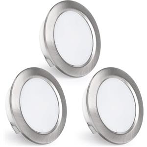 KYOTECH Faretti da Incasso a LED 230V, Faretti LED da 4W 440LM da 16mm Ultrapiatti 2700K Bianco Caldo, Foro da 55-60mm per Cucina, Soggiorno, Camera da Letto, Nichel Spazzolato, Set da 3