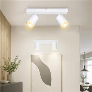 Dehobo Lampada Faretti da Soffitto LED Orientabili, Faretti da Parete Interno GU10 Bianco Opaco, Lampadario LED Moderna da Soffitto per Camera da Letto Cucina Soggiorno, Lampadina non Inclusa-2 Pezzi