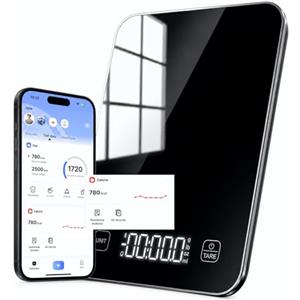 izeyu Bilancia da cucina digitale intelligente con display LED, calcolatore di nutrienti e app gratuita, portata 10 kg (22 lb), 5 unità di misura, precisione 1 g / 0,05 oz - ideale per panificazione