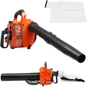 chennnls Aspirapolvere a benzina & soffiatore per foglie 2 in 1 - 25,4 CCM 2 tempi benzina trituratore manuale con 2 tubi di soffiaggio e sacco di raccolta per giardino, 7000 giri/min