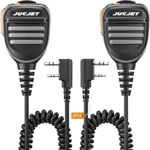JUCJET Microfono per altoparlante da spalla per walkie talkie con jack da 3,5 mm per cuffie BF-888s UV-5R UV-82 UV-S9 BF-F8HP UV-10R UV-11R BF-H6 GT-3 GM-15PRO(2 pezzi)