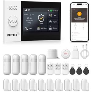 PGST kit sistema di allarme antifurto casa wireless domestico WiFi/4G SIM, APP Tuya Smartlife, RFID, sirena, sensori porta finestra, rilevatore di movimento