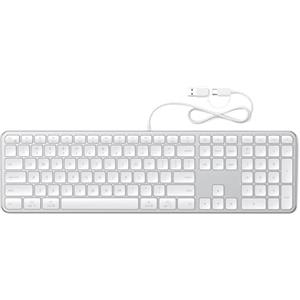 Satechi Tastiera con Cavo Slim LX3 ???????????????????????? ????????, Formato Completo con Tastierino Numerico, USB-C, Tasto per Cambio Sistema Operativo, per Mac, Windows e Android - Argento