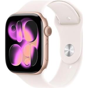 Apple Watch Series 11 GPS 42mm Smartwatch con cassa in alluminio oro rosa con cinturino sportivo Light Blush S/M. Punteggio del sonno, Fitness Tracker, monitoraggio della salute, display sempre attivo