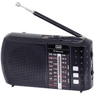 Trevi RA 7F20 BT Radio Portatile Multibanda AM/FM/SW con Connessione Wireless, Lettore MP3 da USB e Micro SD, Batteria Ricaricabile, Presa Cuffie, Design Compatto, Nero