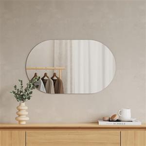 EMKE Specchio da Bagno Ovale 40 x 70 cm, Senza Cornice | Specchio da Parete Decorativo Orizzontale/Verticale