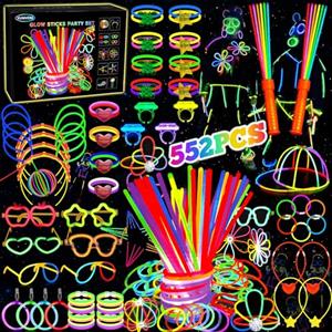 ZTBQ XUNIVERS - 552 bastoncini luminosi per bambini, braccialetto fluorescente luminoso, con connettori per fare occhiali, collane e palline, per Halloween, Natale, compleanni, forniture per feste scure
