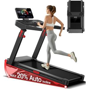 LONTEK Tapis Roulant con Inclinazione 20% Automatica, 14KM/H Tapis Roulant Elettrico con Console Regolabile su 4 Livelli, 3,5 HP Tapirulan Pieghevole per Casa e Ufficio, Max 180KG, Silenziosa