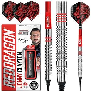 RED DRAGON Jonny Clayton Set di Freccette in tungsteno Professionale Softip Originale da 18 Grammi con Alette e steli