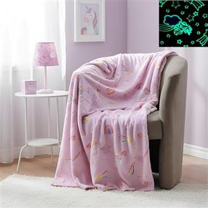 Generico Coperta Morbida per Bambini Si Illumina al Buio Coperta Flanella Unicorno Spaziale Plaid per Tutte le Stagioni Super Morbida Calda in Pile cm150x125 Luce al Buio Bambino Bambina Idea Regalo (UNICORNO)