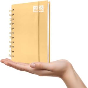 Leddy Living Agenda 2026 Giornaliera con Anelli, Formato 11x16 cm, Perfetta per Appuntamenti e Lavoro - Copertina Rigida Elegante, Design Funzionale, Diario in Italiano da Gennaio a Dicembre (2026 GIALLO)