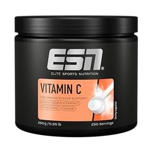 ESN Vitamina C, 250 g in polvere, ad alto dosaggio, facilmente solubile, senza acidi e tamponata, vegana - prodotta in Germania