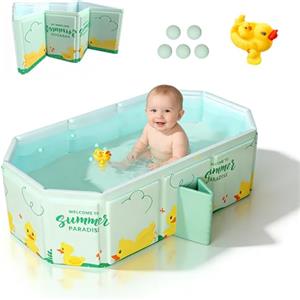 MFUSUL Vasca da Bagno Pieghevole per Bambini,Vaschetta Bagnetto Neonato Pieghevole con Tappo di Scolo adatta per 0-6 anni, 80 * 30 * 45cm