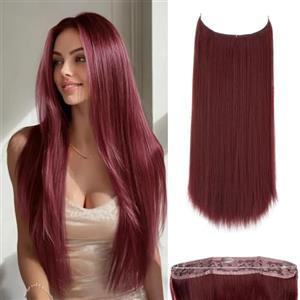 JJstar Estensioni di Capelli con Filo Invisibile e 3 Clip 50 cm Lunghi Lisci Fibre Sintetiche ad Alta Temperatura per Donne