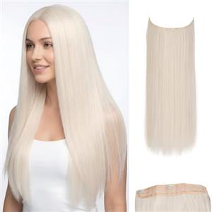 JJstar Estensioni di Capelli con Filo Invisibile e 3 Clip 50 cm Lunghi Lisci Fibre Sintetiche ad Alta Temperatura per Donne