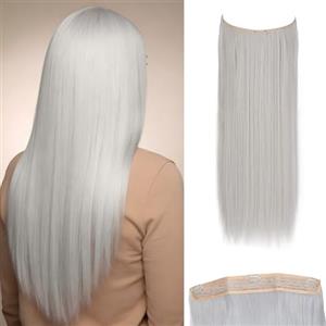 JJstar Estensioni di Capelli con Filo Invisibile e 3 Clip 50 cm Lunghi Lisci Fibre Sintetiche ad Alta Temperatura per Donne