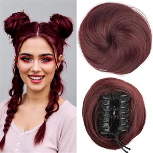 JJstar Mini Chignon con Clip, Extension Capelli Sintetici Finto Chignon Disordinato, Space Buns Stile Orecchie da Gatto, Facile da Indossare per Donne e Ragazze