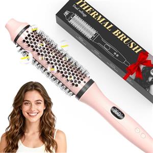 Bopcal Spazzola Termica per Capelli 3 in 1, Thermal Brush Ionico, Spazzola Arricciacapelli 38mm, Volumizzante e Blowout, Dual Voltage, Display LED 120-220 ℃ C257 24