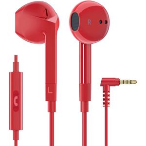 LUDOS FEROX Auricolari In-Ear Cuffie, Cuffiette con Filo e Microfono, 5 Anni di Garanzia, Cuffie Isolamento Acustico, Cuffiette Cellulare, Jack 3,5 mm per iPhone, Apple, Samsung, Huawei - Rosso