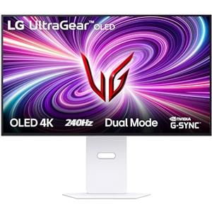 LG UltraGear OLED 32GS95UV Monitor Gaming 32", UHD 4K (3840x2160) 240Hz, 480Hz in FHD con Dual Mode, 0,03ms (GtG), G-Sync, FreeSync Premium Pro, HDR 400 True Black, HDMI 2.1, DisplayPort, Bianco